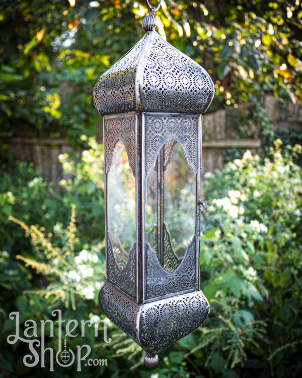 Sunburst square pendant lantern