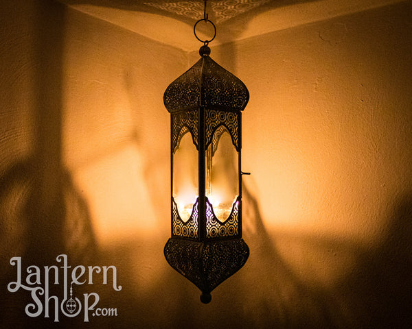 Sunburst square pendant lantern