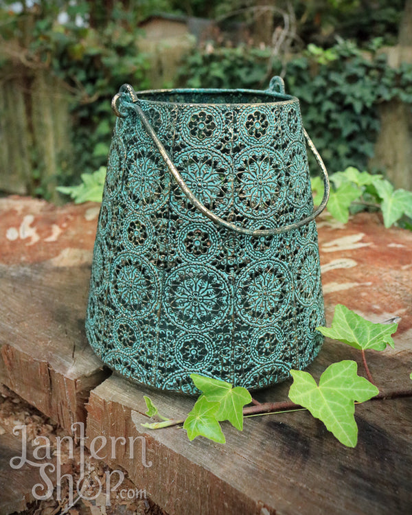 Copper flowers basket lantern