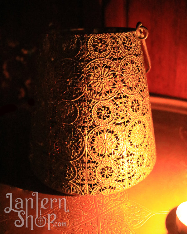 Copper flowers basket lantern