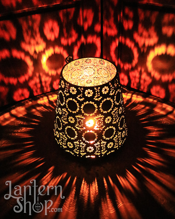 Copper flowers basket lantern