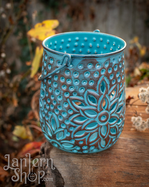 Copper lotus basket lantern