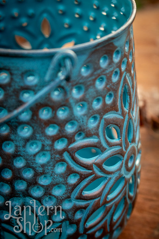 Copper lotus basket lantern