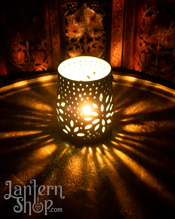 Copper lotus basket lantern