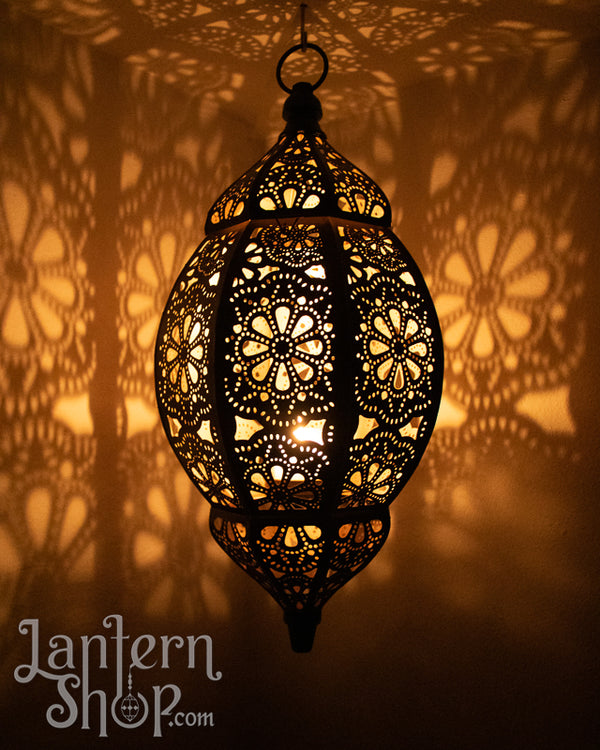 Black & gold daisy pendant lantern - XL