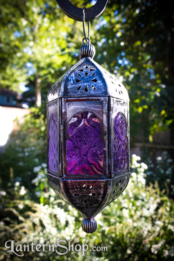 Distressed Black Pendant Lantern