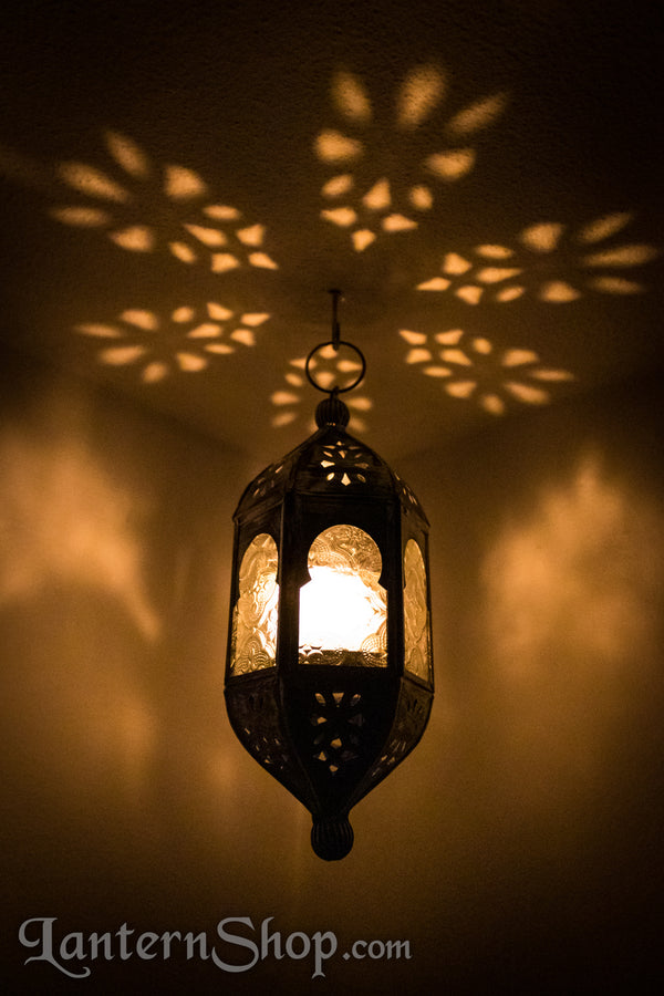 Distressed Black Pendant Lantern