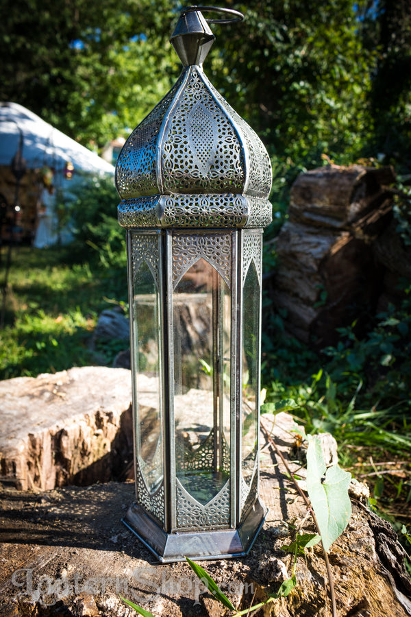 Silver needlepoint tower lantern