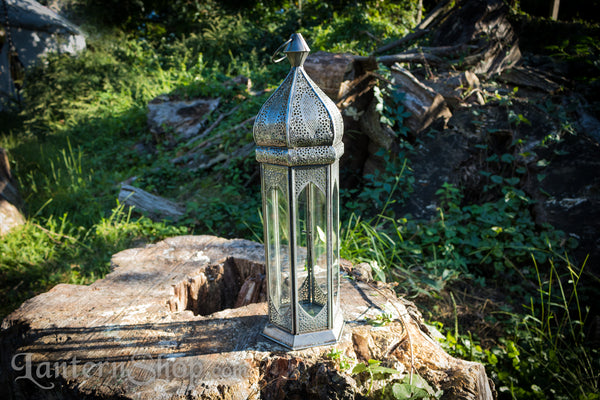 Silver needlepoint tower lantern
