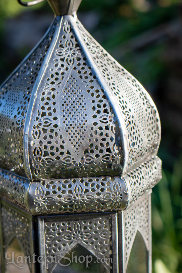 Silver needlepoint tower lantern