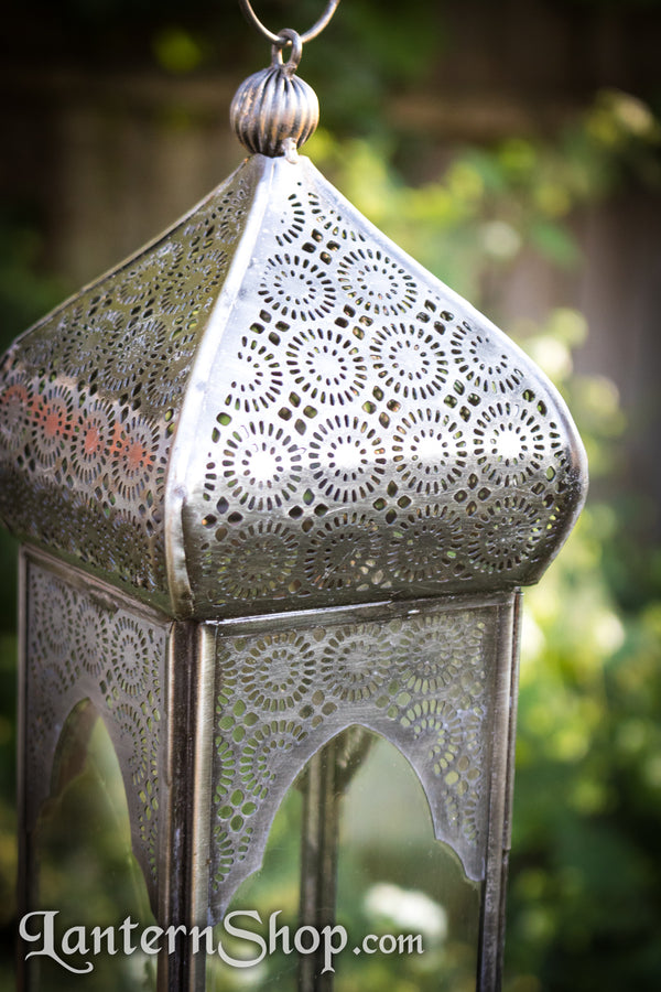 Sunburst square pendant lantern