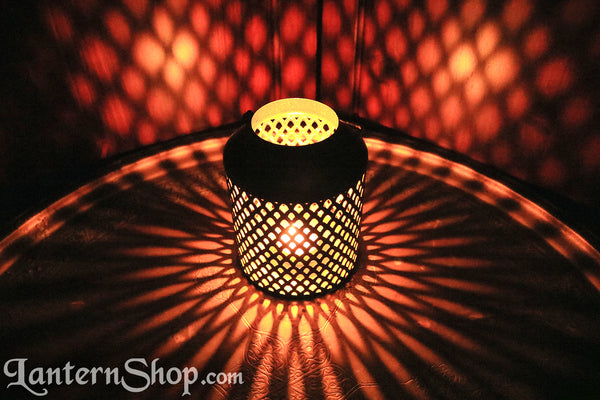 Diamond weave basket lantern