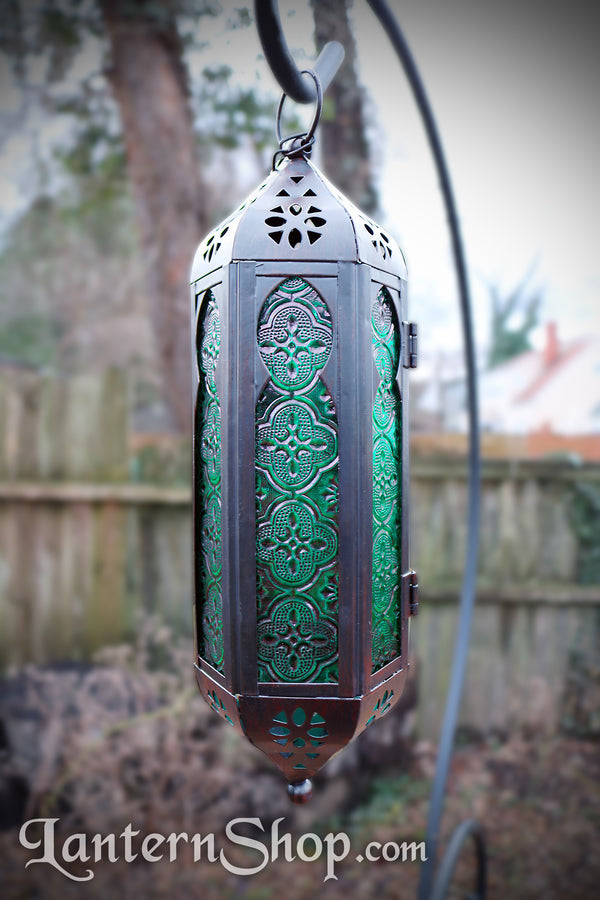 Arched teal pendant lantern