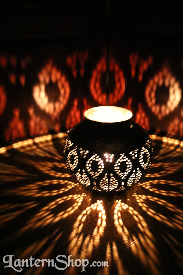 Silvered paisley basket lantern
