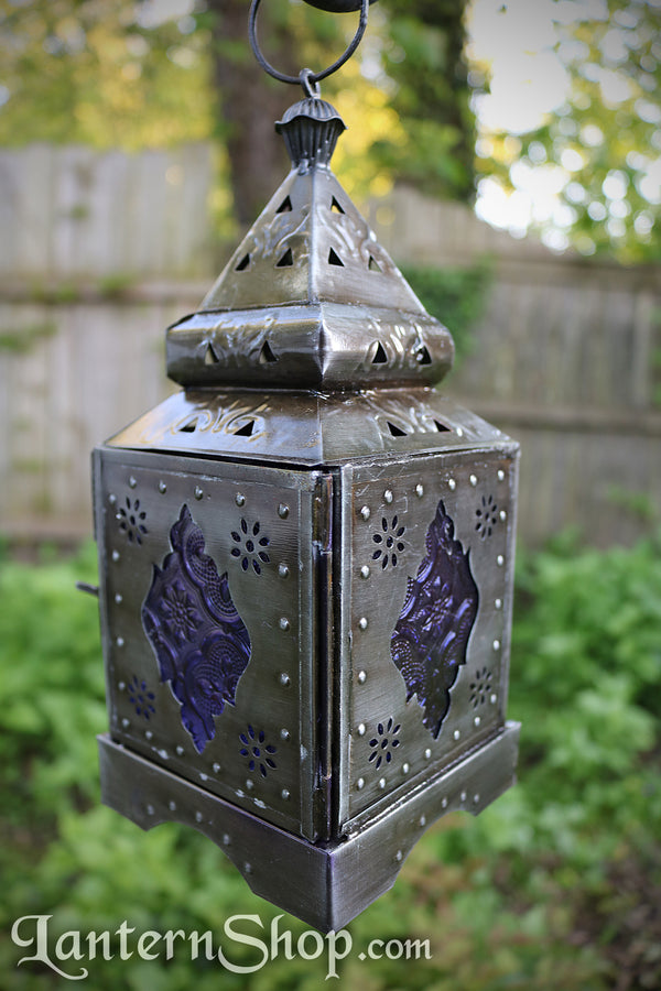 Silver purple studded lantern
