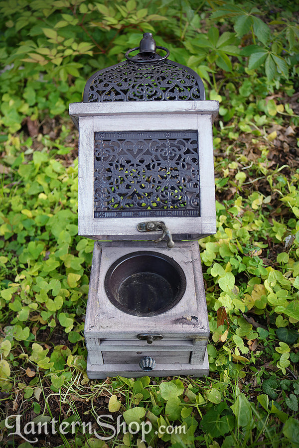 Flip-top wooden lantern